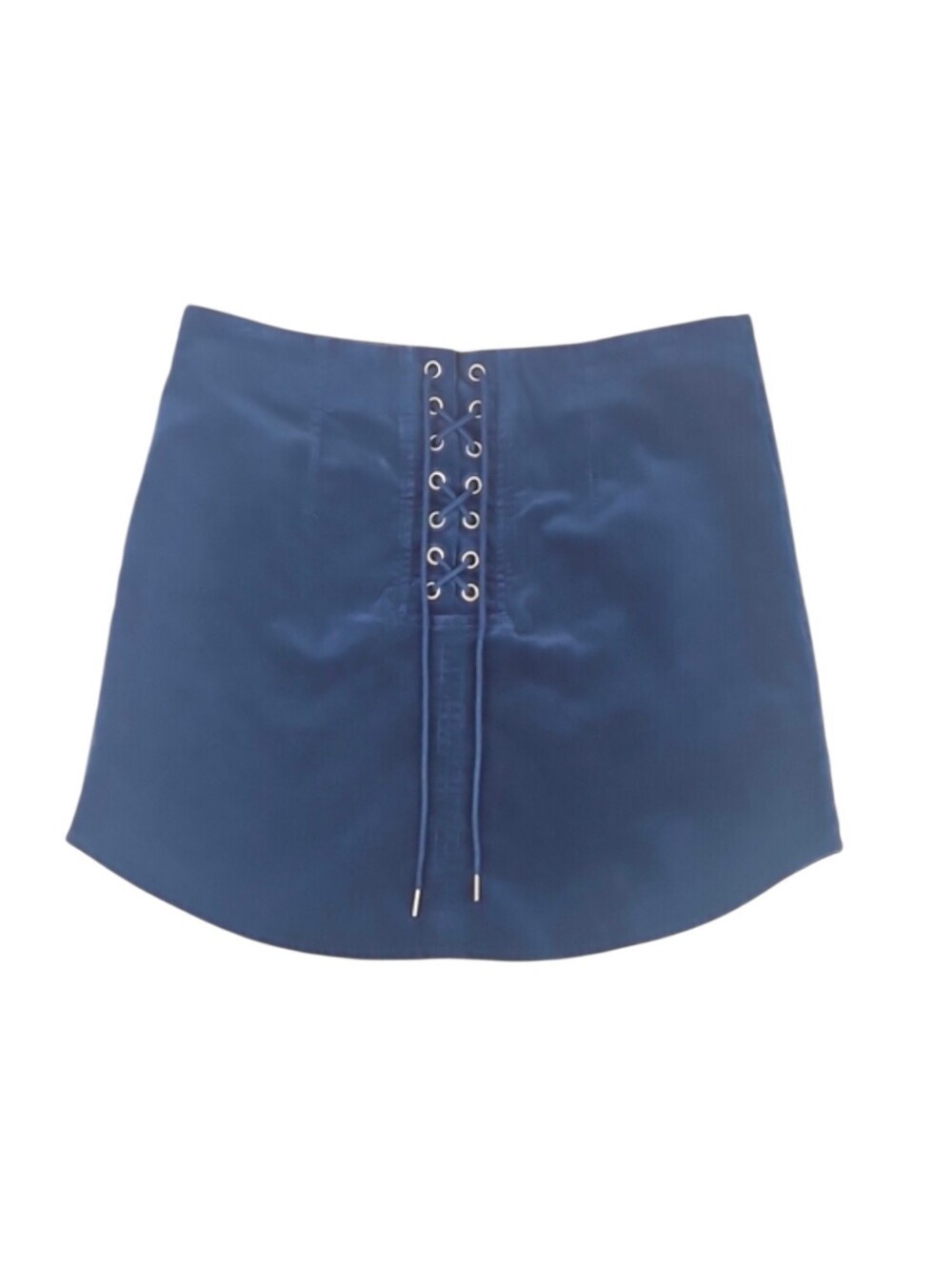 Y2K Corduroy Mini Skirt Criss Cross Tie Waist Blue Retro Skater Forever 21, M